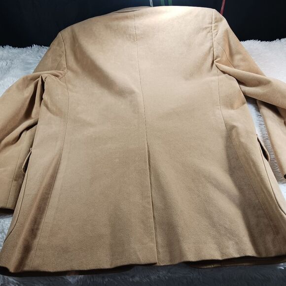 Doncaster 2 Button Blazer Jacket Sport Coat Ultra Suede Tan/ Cream Men's Medium - Picture 13 of 14